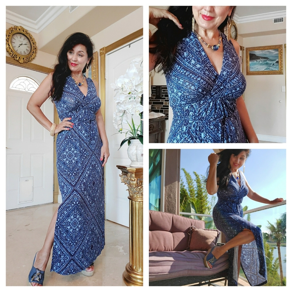 💐💋🌟 BLUE MAXI DRESS, AS NEW.